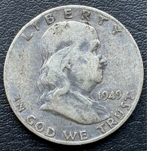 アメリカ　フランクリン　50セント銀貨　1949年