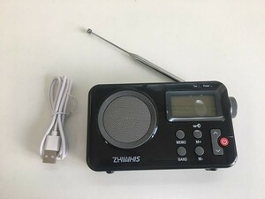 1円スタート 訳有 ZHIWHIS 小型ラジオ 高感度 FM/AM/短波/ワイドFM対応 防災 乾電池式 USB電源対応 アラーム 防災 ブラック A06779