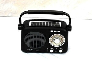 1 jpy start translation have Gelielim radio portable retro radio wide FM SW USB charge solar charge USB micro TF card LED black A06787