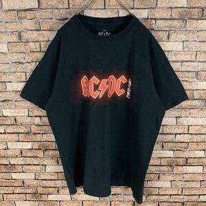 L バンT ACDC 半袖 Tシャツ 黒 ブラック ビッグロゴ