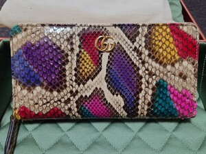 GUCCI GGマーモント パイソン ジップアラウンドウォレット グッチ 長財布 未使用新品