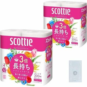  new goods Scotty flower pack trial original carrier bags 1 sheets attaching ×2 sack double 4 roll toilet to paper 3 times long-lasting 192