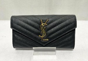 ▽YVES SAINT LAURENT イヴ・サンローラン Vステッチ 長財布 中古▽011017