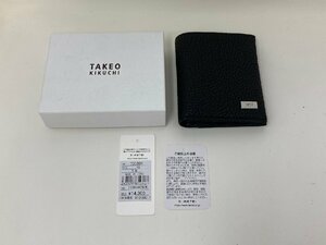 ◆TAKEOKIKUCHI タケオキクチ 二つ折り財布 黒系 牛革 箱付き 中古◆9625★