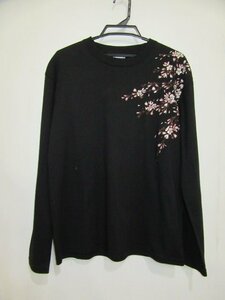 ◆未使用　保管品　花旅楽団　桜刺繍　長袖Ｔシャツ　ロンＴ　黒　Ｌサイズ◆12515★