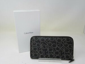 ◆CALVINKLEIN　カルバンクライン　ラウンドジップウォレット　長財布　黒系　79468　箱付き　中古◆10032★