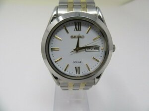 ◆SEIKO　セイコー　ソーラー腕時計　V158-0BA0　白文字盤　本体のみ　中古◆12465★