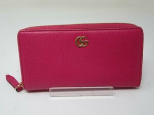 ◆GUCCI　グッチ　長財布　GGマーモント　レザー　456117.0959　ピンク系　中古◆9877★