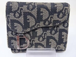 *Christian Dior Christian Dior Toro ta- folding purse canvas leather used *6590