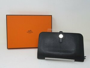 ◆HERMES　エルメス　ドゴンGM　財布　ブラック系　中古◆11042　