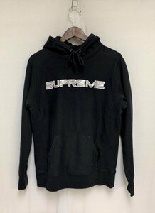 ▽Supreme　シュプリーム　17ss　スパンコール　ロゴ　スウェットパーカー　ブラック　サイズ：S　中古(ニオイあり)▽006593