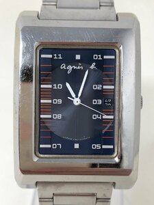 ◆agnes b. アニエスベー V182-5A00 ソーラー デイト ネイビー文字盤 腕時計 本体のみ 中古◆10416★