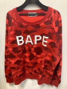 ◆A BATHING APE アベイシングエイプ スウェット トレーナー カモフラ柄 迷彩 赤色 Mサイズ メンズ 中古◆11771★