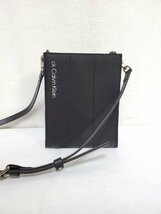 ▽ck Calvin Klein カルバンクライン パーサー レザーミニショルダーバッグ ブラック 中古▽011265_画像1