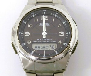 ♪hawi1665-4 204 CASIO カシオ wave ceptor ウェーブセプター WVA-M480 デジアナ ソーラー 黒文字盤 腕周り約17.5cm 稼働