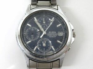 ♪e3442-2 207 SEIKO セイコー ALBA アルバ 7T92-0EK0 クォーツ QZ クロノグラフ デイト 腕時計 メンズウォッチ 不動