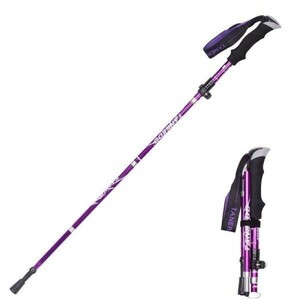 [ new goods / purple ] trekking stick trekking paul (pole) flexible type folding crutches high King Climber portable coarse tea 95-110cm 1 pcs 