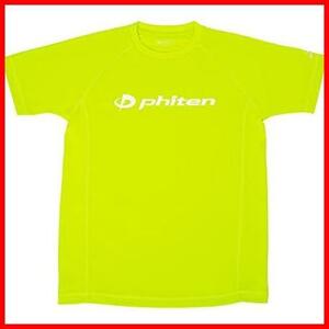 ライム/白ロゴ_サイズ:O phiten(ファイテン)RAKUシャツSPORTS(SMOOTHDRY)半袖ロゴ