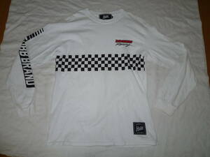 ＵＳＥＤ　ＭＯＢＢ　モブ　レーシング　長袖Ｔシャツ　ホワイト　袖ロゴ　Ｍ