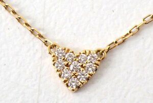 美品 アーカー AHKAH K18PG 18金 ハート ダイヤ ネックレス 0.05ct 1.2g 406