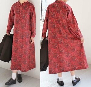 2020 year superior article Yaeca YAECA WRITE long shirt One-piece shirt botanikaru flower floral print M orange pull over dress 1441