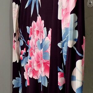 シルク100 美品 レオナール トップス フラワー 花柄 シャツ ネイビー ピンク 1127の画像2