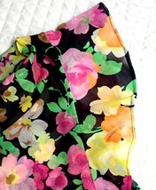 春夏 極美品 レオナール ペチコート付き ワンピース ドレス フラワー 花柄 ブラック フリル袖 1366_画像6