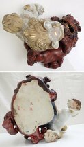 ◆九谷焼 玉乗り獅子 2体乗り 高さ約20cm/陶磁器/金彩/工芸品/狛犬/守り神/縁起物/魔除け/焼き物/陶芸/置物/シーサー&0000003468_画像5