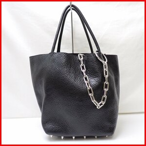 *ALEXANDER WANG/ Alexander one tote bag black / silver metal fittings / studs / leather / pouch * chain attaching &0767000050