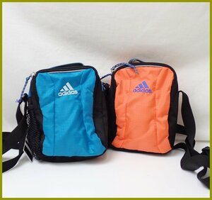 * unused adidas/ Adidas ACE made vertical Mini shoulder bag 2 point set / blue / orange / diagonal ..OK/ tag attaching / bag / pochette &1895700672