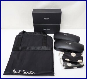 * не использовался Paul Smith/ Paul Smith ga- men to кейс + очки кейс 2 позиций комплект / черный / кожа / наружная коробка * хранение пакет имеется / суммировать &1757400947