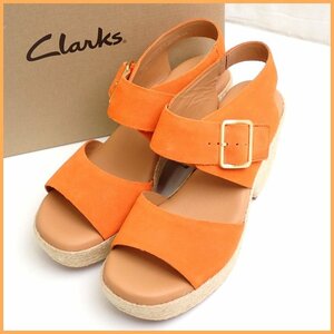 ★未使用 Clarks KimmeiHi Strap/キメイハイストラップ サンダル UK5/24cm相当/オレンジ×ナチュラル/スエード/ジュート/外箱付&1851600050