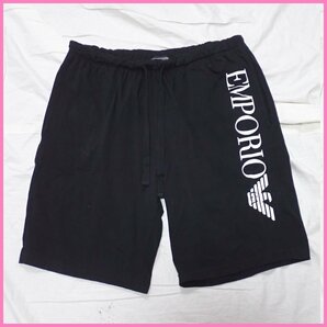 ★EMPORIO ARMANI/エンポリオアルマーニ ハーフパンツ XL/メンズL相当/ブラック/ロゴプリント/コットン&1974200013の画像1