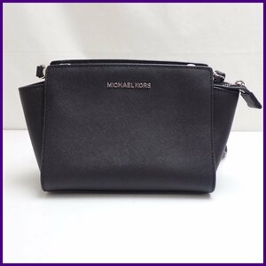 ★未使用 MICHAEL KORS/マイケルコース ショルダーバッグ/ブラック×シルバー金具/レザー/保管袋付き&1948700050