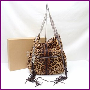 *Christian Louboutin/ Christian Louboutin chain shoulder bag / brown group / Leopard / is lako/ fringe / accessory equipped &1808300268