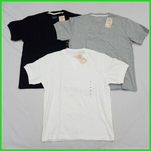 ★未使用 無印良品 ガゼット付き 半袖Tシャツ 3着セット メンズM/ブラック/オフホワイト/グレー/コットン100％/まとめ&1895700667