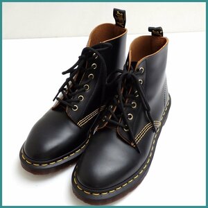 * прекрасный товар Dr. Martens/ Dr. Martens 101 Vintage 6 отверстий сапоги 5/ женский 24.5cm соответствует / черный / кожа / гонки выше &1986300004