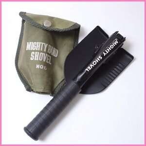 *MIGHTY HAND SHOVEL NO.6/ mighty hand shovel / black / folding type / spade / outdoor goods / with cover &0000003616