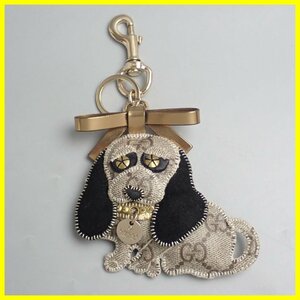 * unused GUCCI/ Gucci Gucci .li key holder Beagle /GG pattern / khaki series /. dog / key chain / charm &1201700476