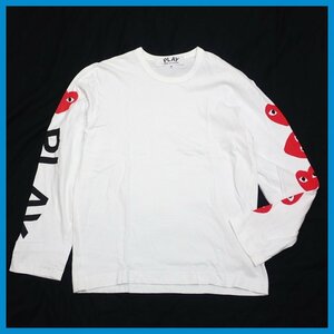 ★PLAY COMME des GARCONS/プレイコムデギャルソン 長袖Tシャツ メンズM/オフホワイト/コットン100%/AD2018/ロンT&1670900040