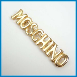 ★Moschino/モスキーノ ロゴブローチ/ゴールド/アクセサリー&1949500277