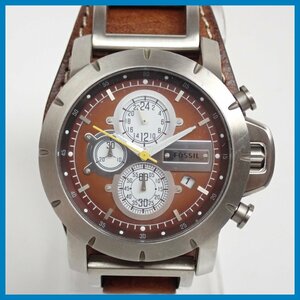 *FOSSIL/ Fossil JR1157 chronograph quartz wristwatch Brown / leather belt /5ATM/ junk treatment &1768800016