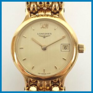 ★LONGINES/ロンジン フラッグシップ 7179 クォーツ腕時計 ゴールド/2針/デイト/動作品&1768800017