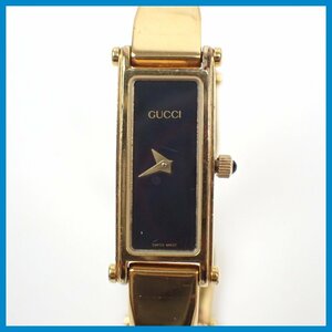 ★GUCCI/グッチ 1500 クォーツ腕時計/黒文字盤/ゴールド/2針/ジャンク品&1949500259