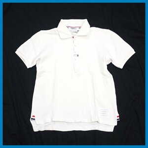 □THOM BROWNE/トムブラウン 半袖ポロシャツ 0/メンズS相当/オフホワイト/コットン100%/日本製&1932300048