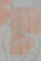 【Q1437】ＡＡお仕立て上がり正絹長襦袢　薄オレンジ地に扇、たてわく模様　半衿付き_画像5