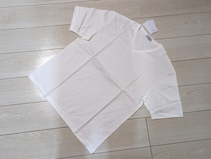 ◆新品 N.PARA レナウン ハリとコシと光沢感 Vネック ドレス Tシャツ メンズ L 白 ホワイト 定価4,950円 綿100%
