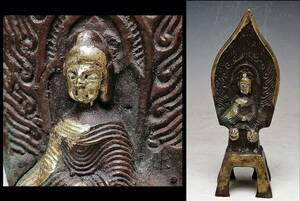 『 仏教美術 』 ● 古銅 鍍金 釈迦 小 仏像 ● 中国古玩 ● タイ ミャンマー インド 唐物 ●
