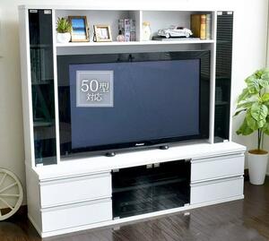  white television stand high type 50 type correspondence width 150 depth 36cm wall surface storage QT487