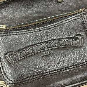 CHROME HEARTS クロムハーツ 2ZIP ウォレット フローラルボタン クロスパッチ 二つ折り ストラップ付き 財布 の画像6